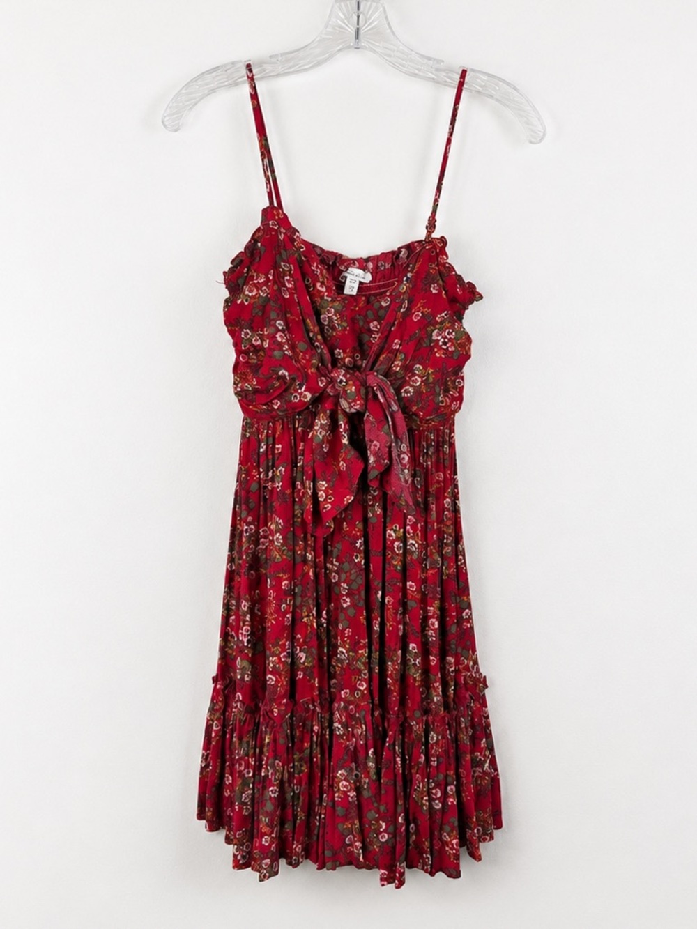 White‎ Birch Floral Tie Front Mini Dress Smocked Boho Size S